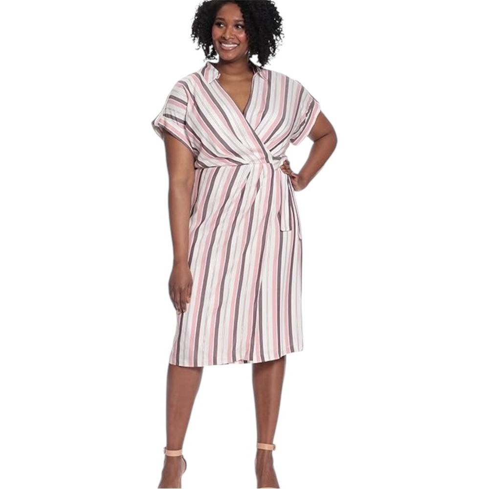London Times | NWT Striped Faux Wrap Dress